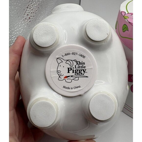 This Little Piggy Piggy Bank and box with Butterflies and Flowers New In Box - Picture 5 of 7